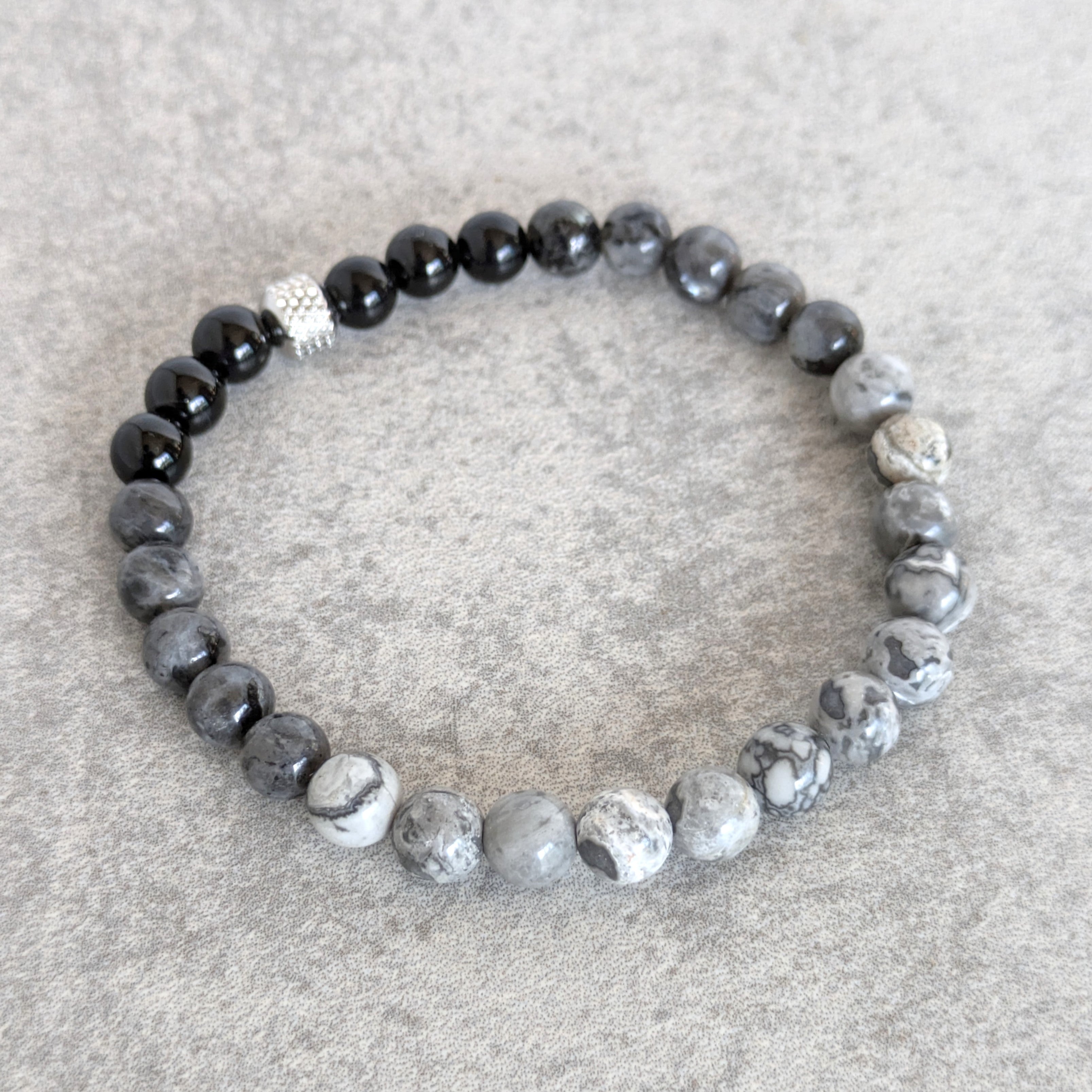 צמיד אגת שחורה ולרוויקייט להגנה אנרגטית מאנרגיות שליליות