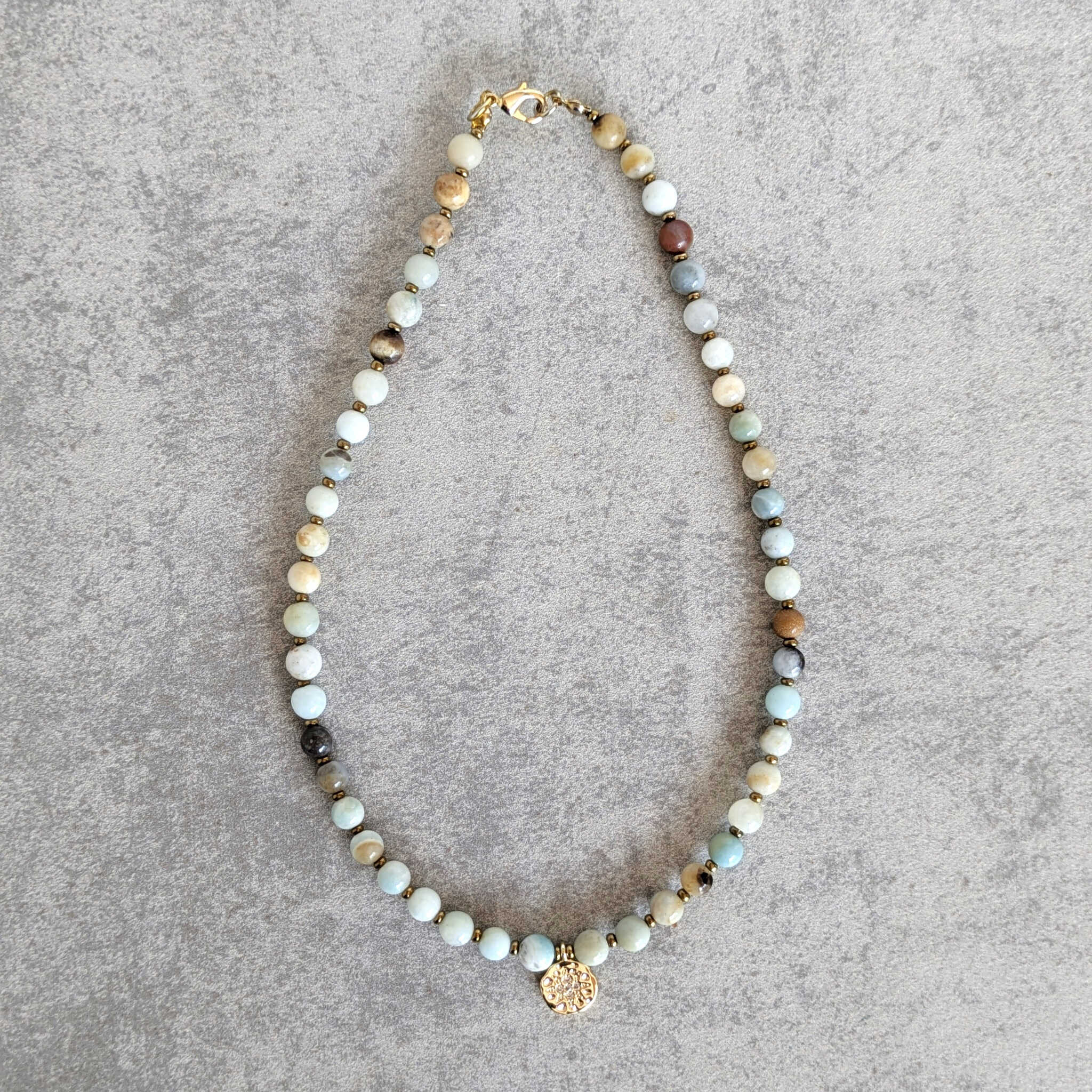 שרשרת אמזונייט טבעית עם תליון כוכב הצפון כסף 925 לאומץ ביטחון עצמי והכוונה פנימית