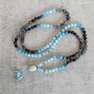 שרשרת אבני חן אמזונייט כחול ולברדורייט לאיזון רגשי ושלווה