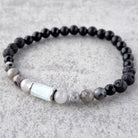 צמיד אקוומרין כחול ולברדורייט גולמי לשלווה והגנה רוחנית