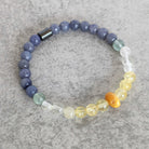 צמיד אבני חן אוונטורין כחולה וענבר ללימודים ריכוז ומיקוד