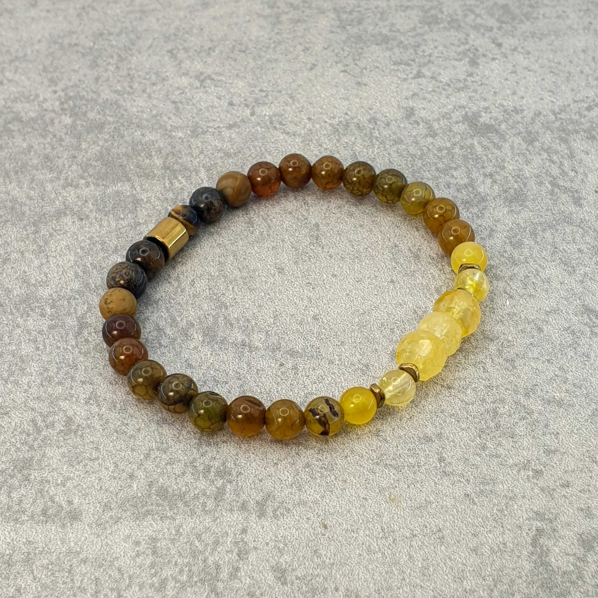 צמיד אבני חן סיטרין ועין הנמר לפרנסה, שפע כלכלי והגשמה | Soul Elements Holistic Jewelry Studio