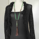 שרשרת אבני חן אוונטורין ירוק וסמוקי קוורץ להרגעה ואיזון מנטלי