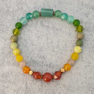 צמיד אוונטורין ירוק וקרנליאן כתום גולמי לשפע ואופטימיות