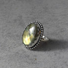 טבעת כסף  לברדורייט, טבעת כסף 925 עם אבן חן לברדורייט אותנטית לשינוי רוחני
