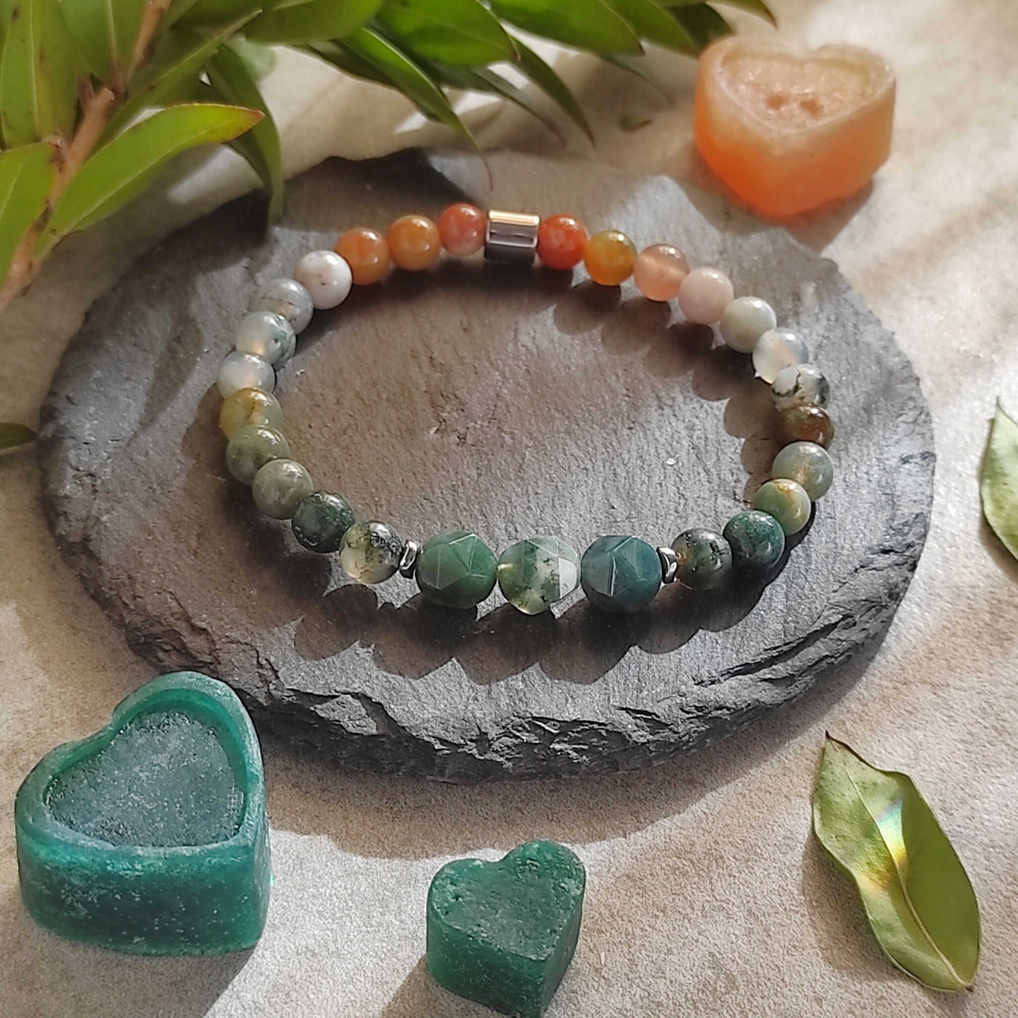 צמיד אבני חן אגת הודי להגנה וצמיחה רוחנית | Soul Elements Holistic Jewelry Studio