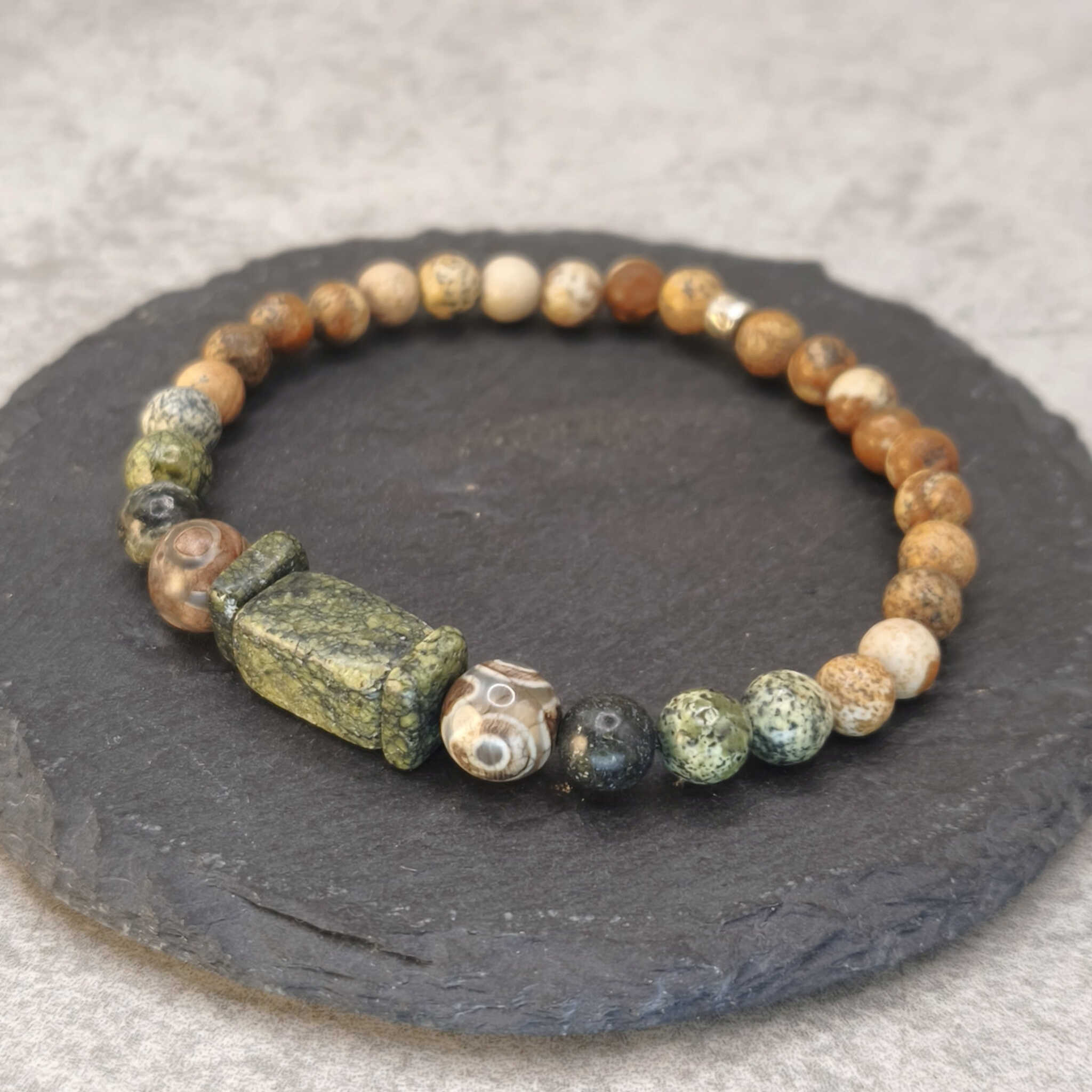 צמיד אנרגטי עם אבני חן לחיזוק אינטואיציה והגנות, מתנה עם משמשעות לגבר או אישה