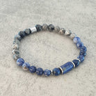 צמיד אבני חן לאפיס לזולי וסודלייט גולמי טבעי למודעות עצמית, אבני חן לקבלת החלטות