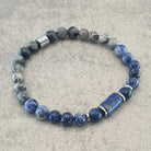 צמיד לאפיס לזולי וסודלייט גולמי עם החן הטבעיות, לאפיס לזולי וסודלייט