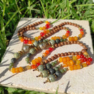 שרשרת ארוכה מאלה עץ טבעי אבני חן צבעוניות Soul Elements