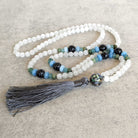 שרשרת מאלה 108 חרוזי קוורץ חלבי לבן לכוח פנימי ושלווה