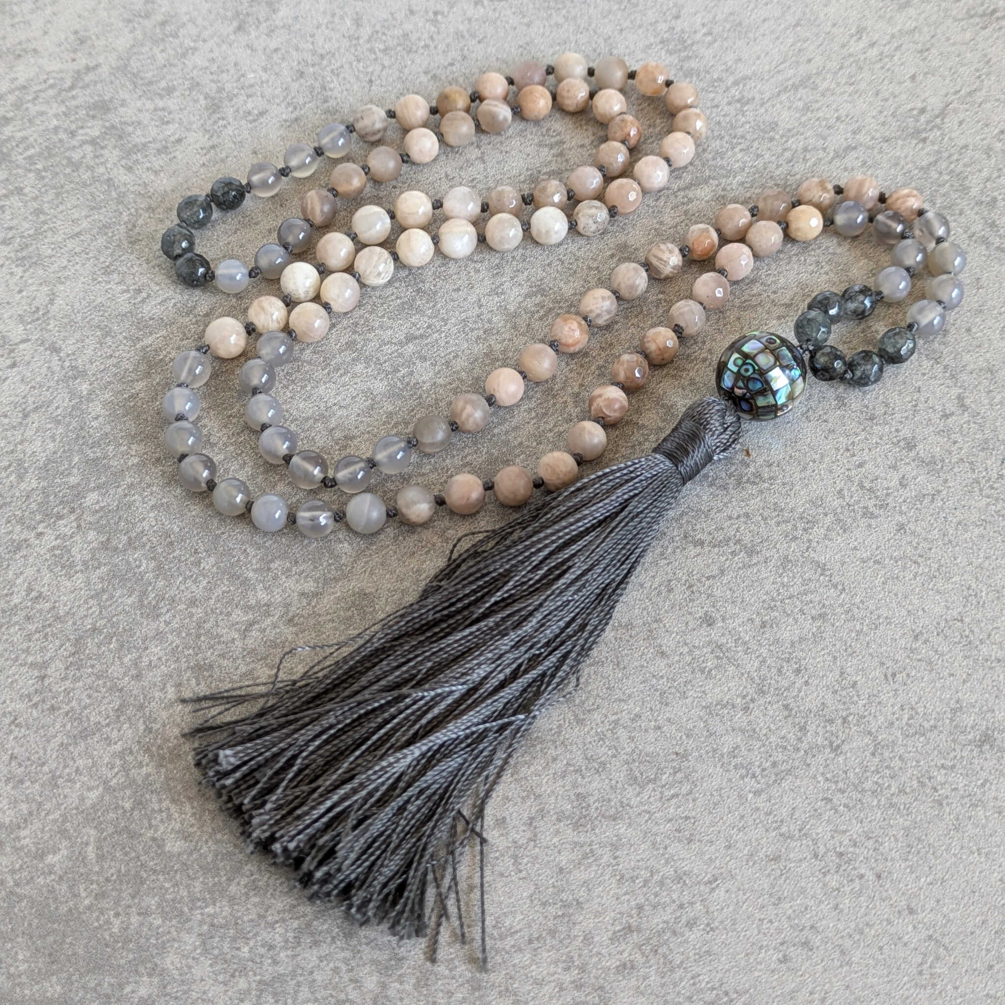 שרשרת מאלה אבן השמש סאנסטון כתום לשפע אופטימיות ושמחה