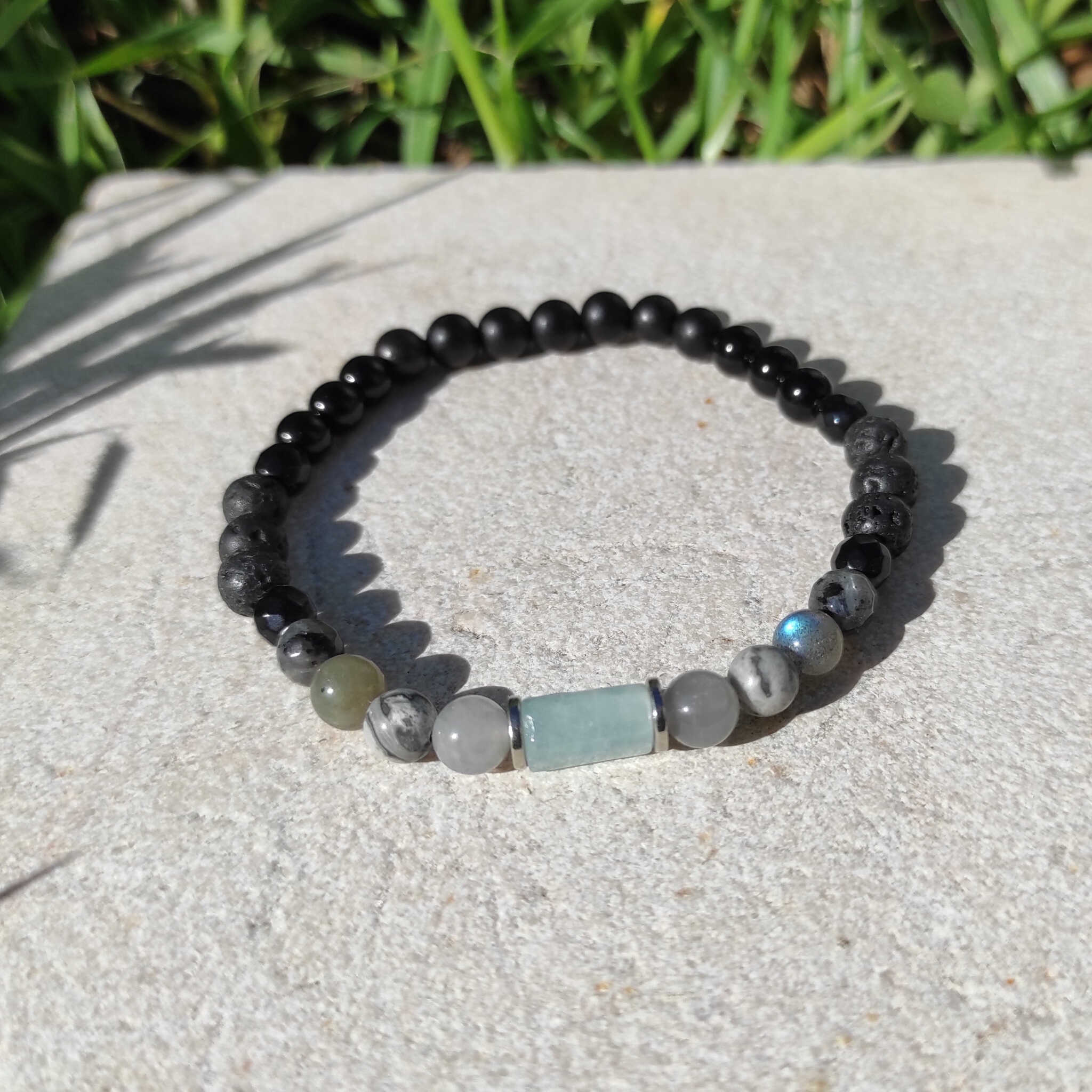 צמיד אבני חן גולמיות להגנה מאנרגיות שליליות וחיזוק פנימי, אבן טובה להגנה