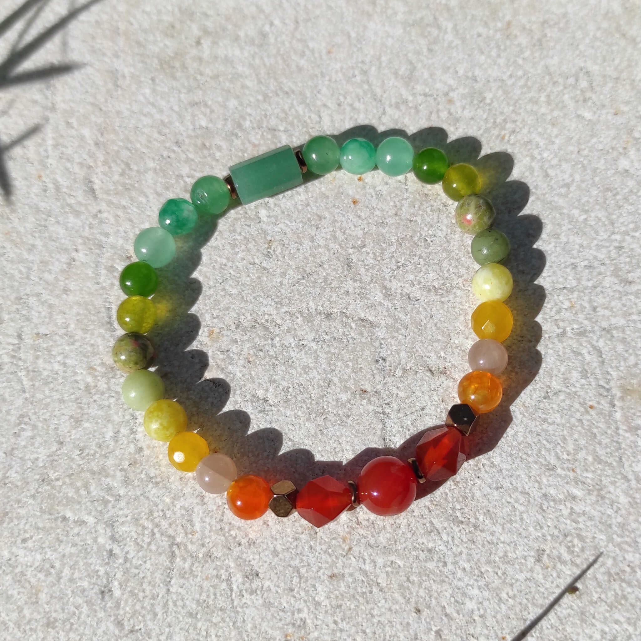 צמיד לאופטימיות, צמיד אבני חן גולמי לאופטימיות ביטחון עצמי והגשמה עצמית