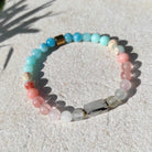 צמיד ריפוי רוז קוורץ לרימר ואבן שושן לשלווה רגשית, צמיד לרוגע