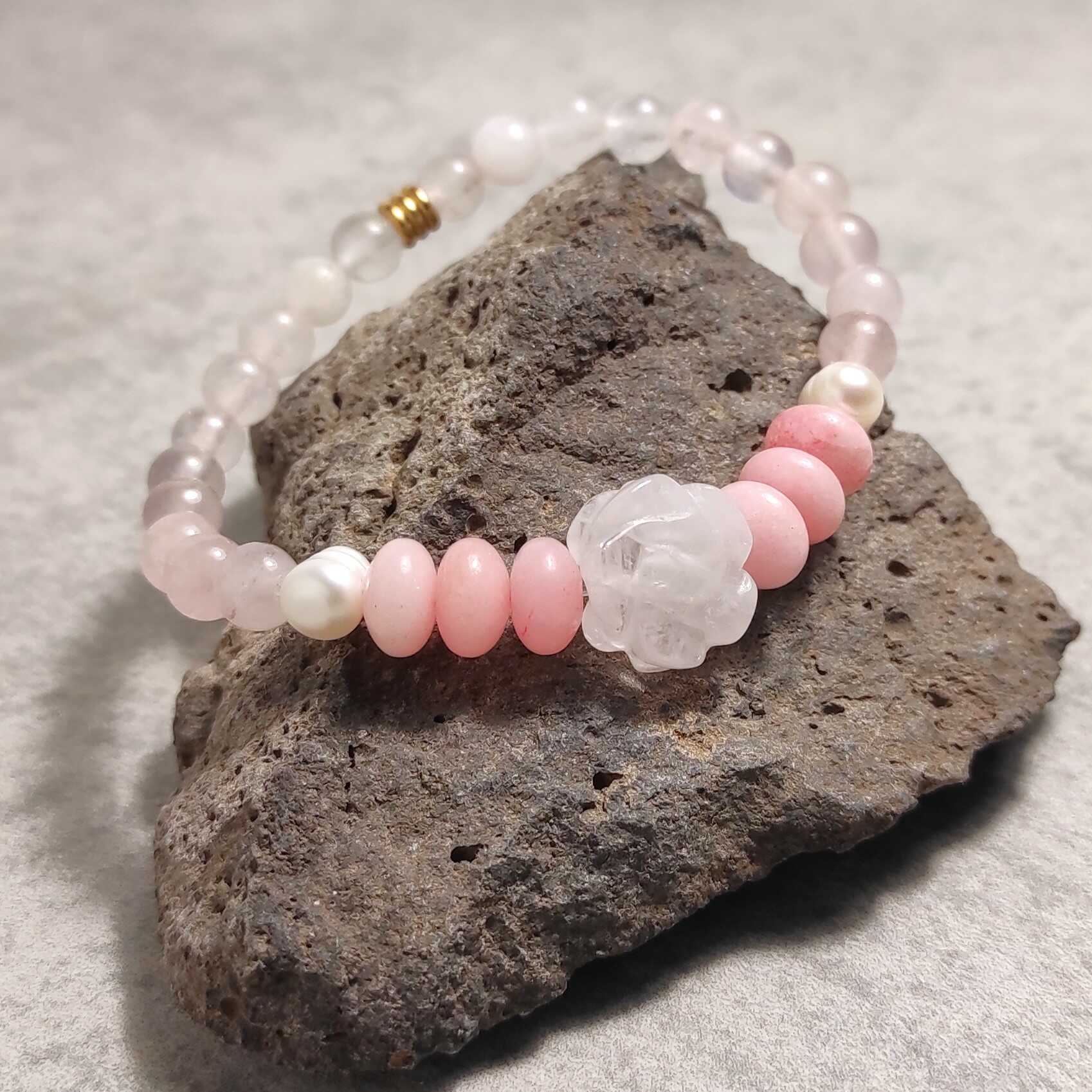 צמיד רוז קוורץ לאהבה עצמית צמיד אנרגטי