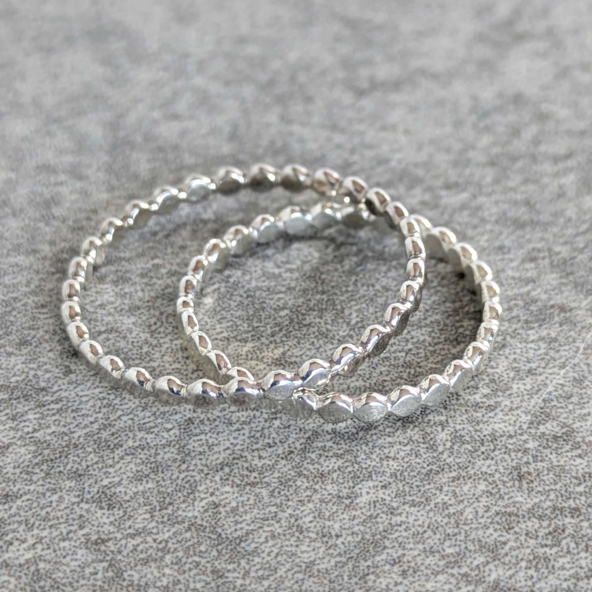 Sterling silver 925 organic ring with small beaded design resembling pebbles