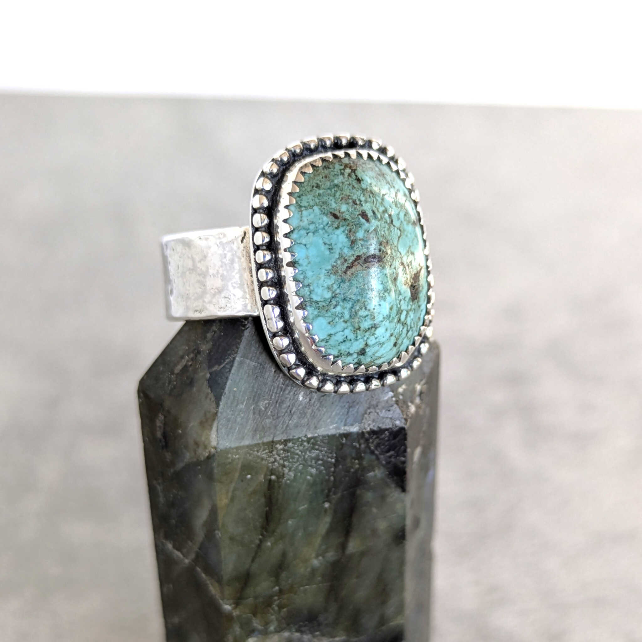 925 Cielo עם טורכיז כחול שלווה הגנה ושמחת חיים, טבעת טורכיזת טבעת עם אבן גדולה, טבעת עם בן צבע תכלת