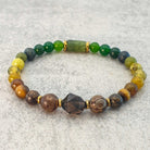 צמיד סמוקי קוורץ לחוסן אישי בצבעים חום ירוק צהוב