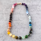 שרשרת אבנים טבעיות עם גרנט, עין הנמר, ג'ספר, סיטרין, אוונטורין ואבנים נוספות