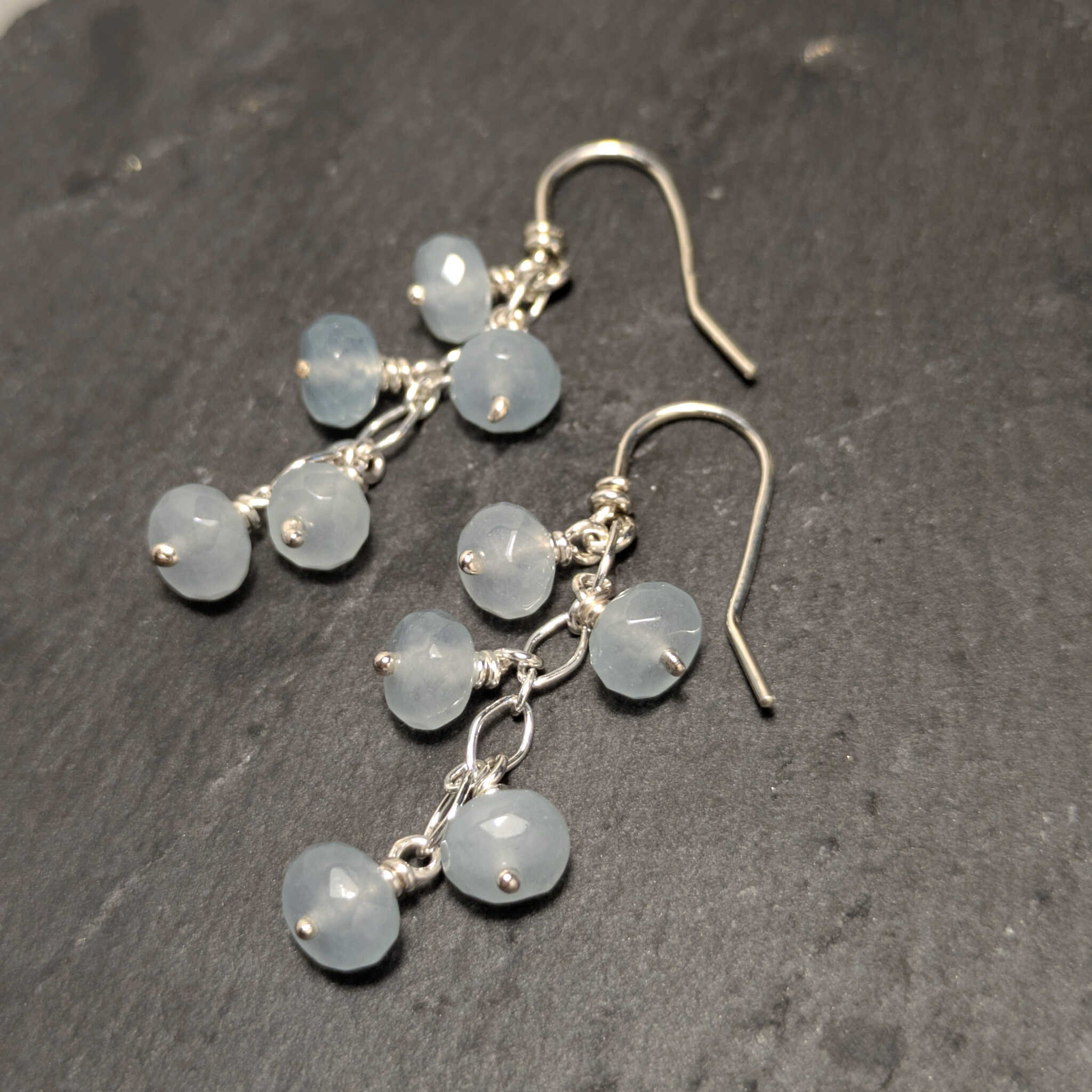 עגילי כסף 925 עם אקוומרין בגוון תכלת רך, סול אלמנטס