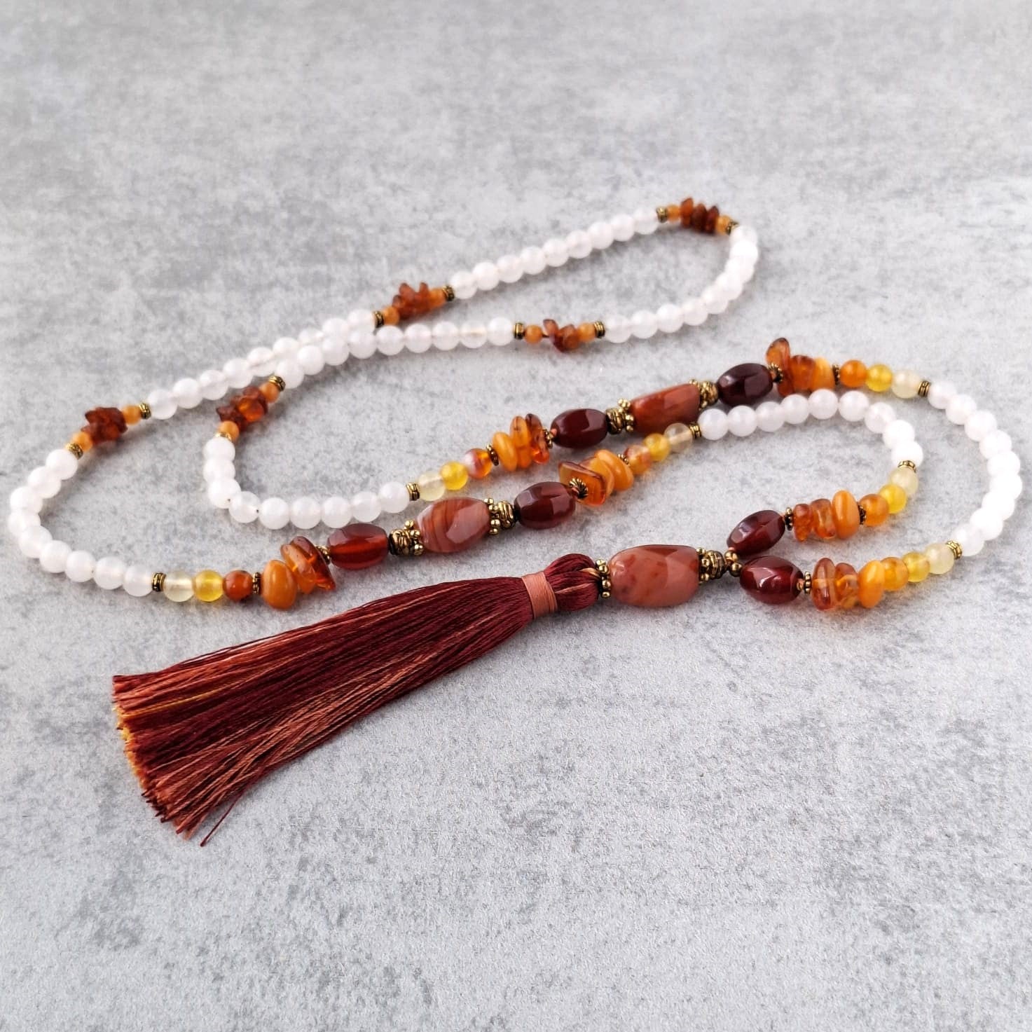 שרשרת קוורץ עם קרנליאן | Soul Elements Holistic Jewelry Studio