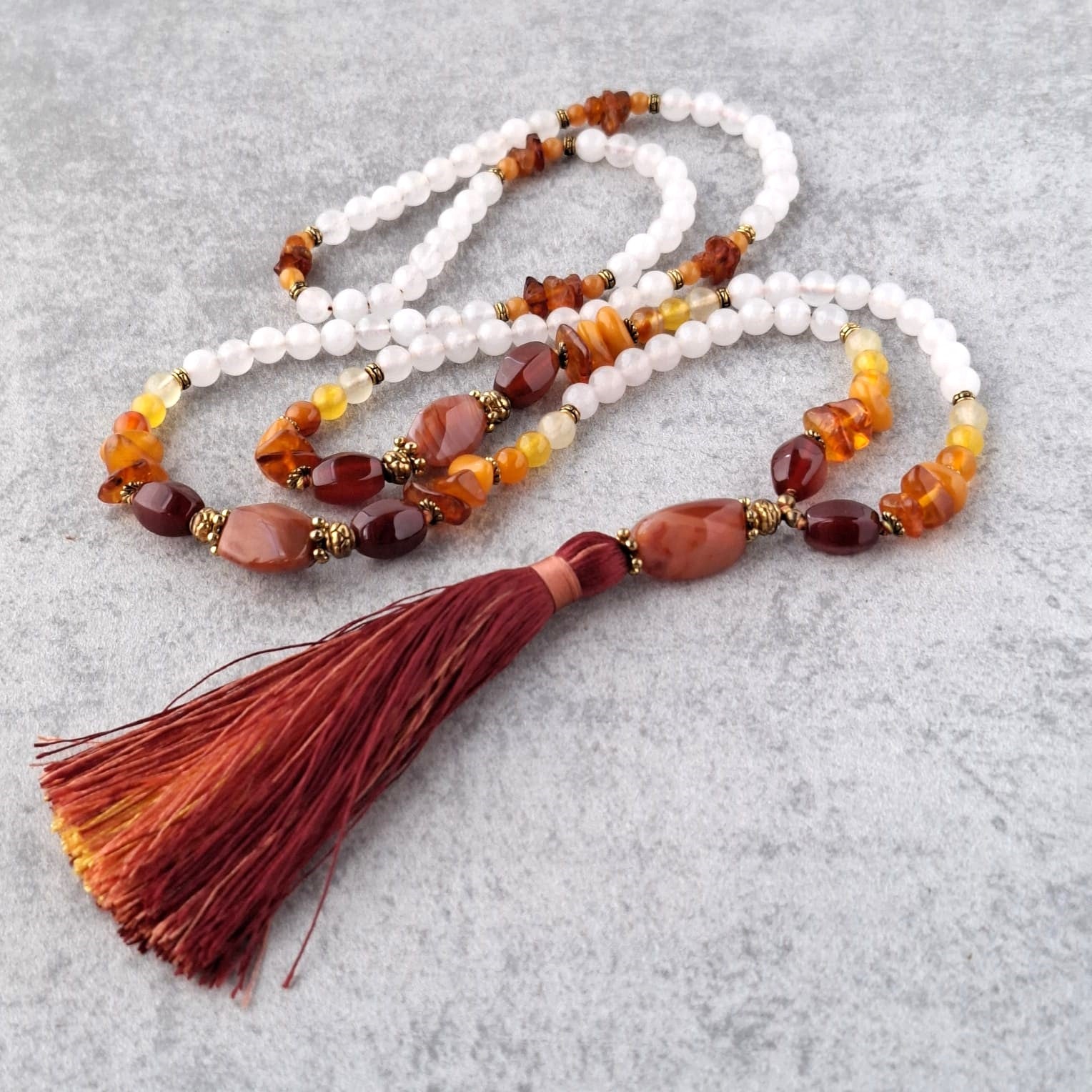 שרשרת קוורץ עם קרנליאן | Soul Elements Holistic Jewelry Studio