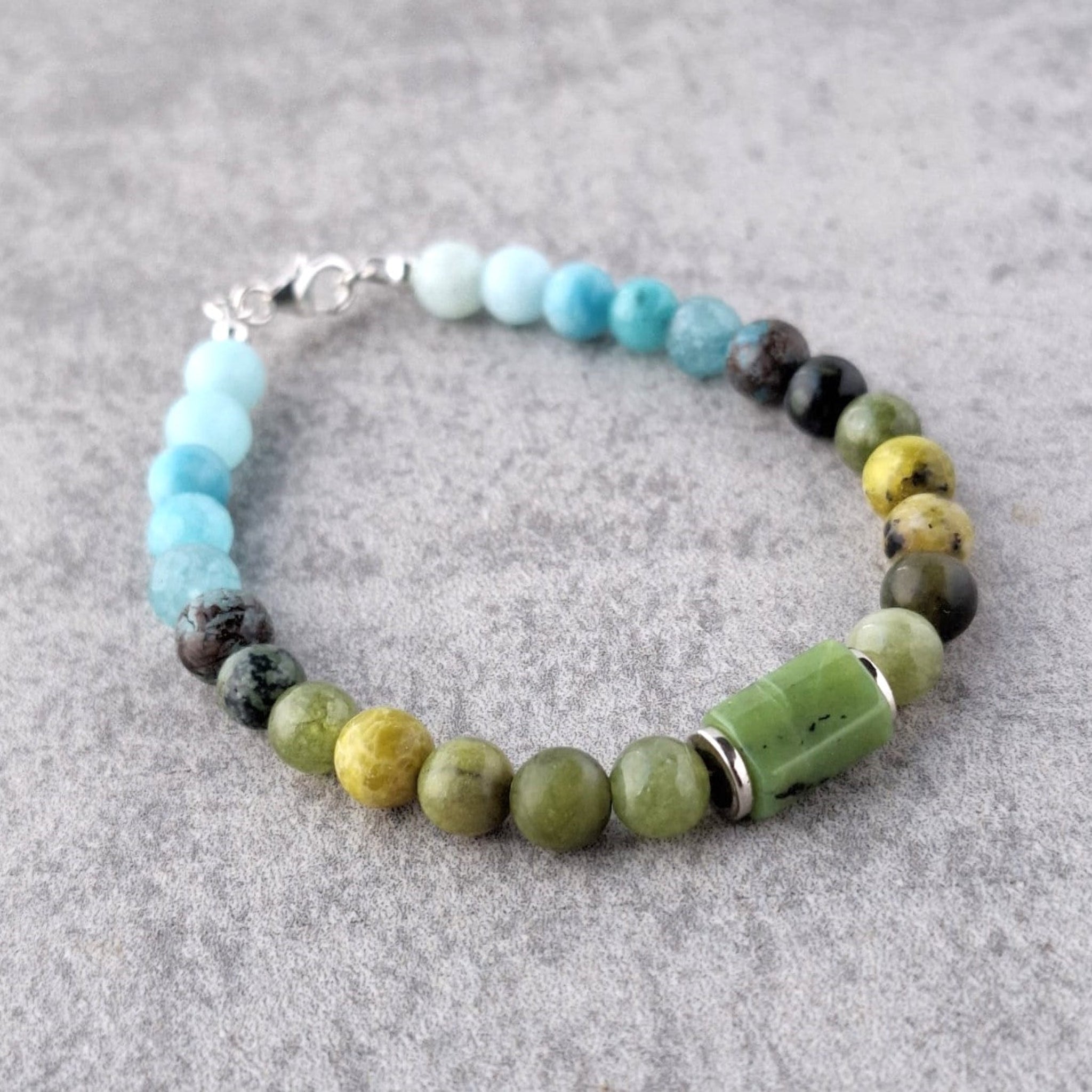 צמיד ג'ייד קנדי טורקיז אפריקאי אקוומרין איזון