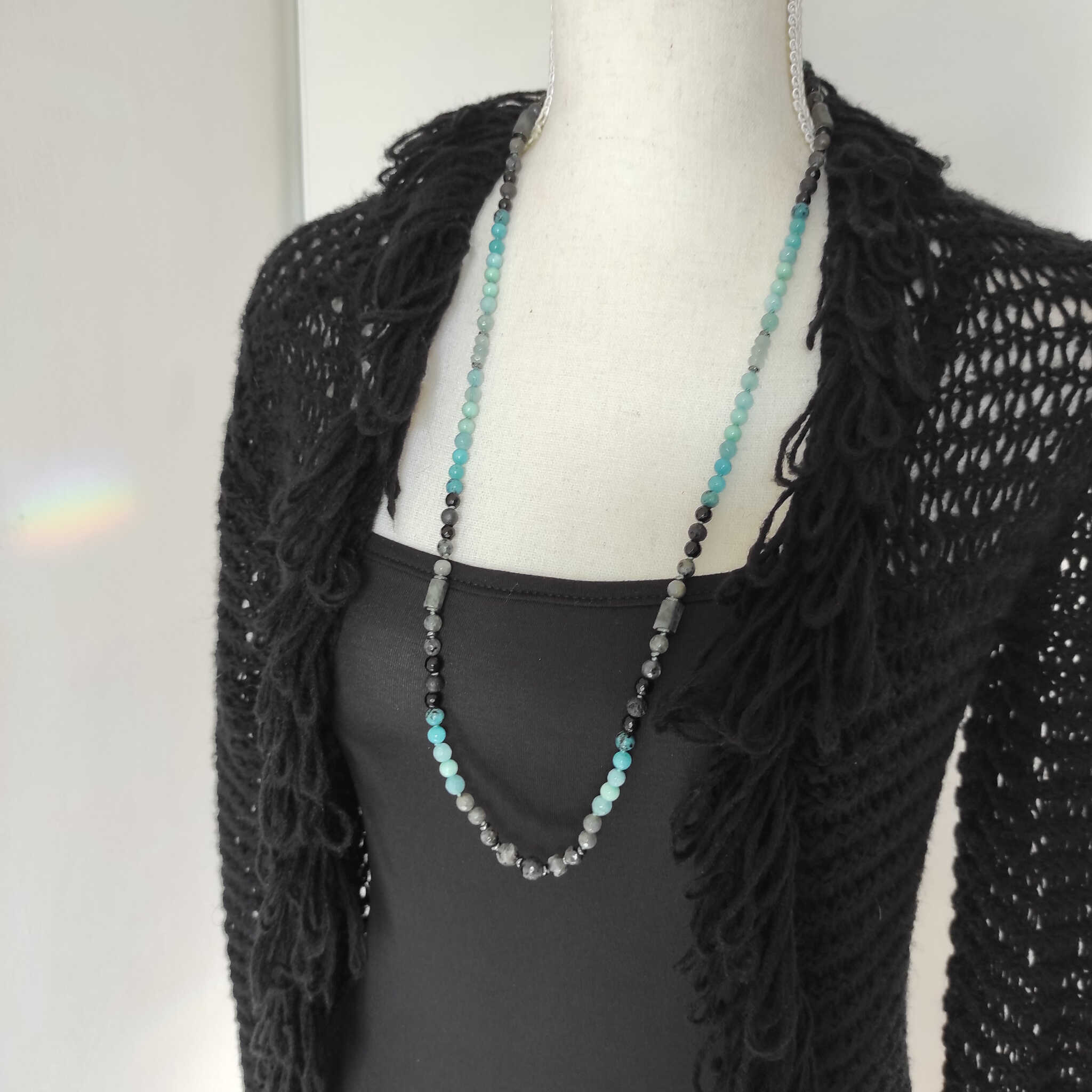 שרשרת אמזונייט ולברדורייט לחיבור לאינטואיציה וביטוי עצמי