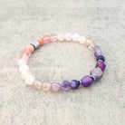 צמיד אמטיסט ורוז קוורץ לאיזון רגשי ואהבה עצמית אבני חן סגולות ורודות