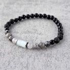 צמיד אקוומרין לברדורייט אגת שחורה גולמי לאיזון רגשי והגנה, צמיד לאיזון רגשי