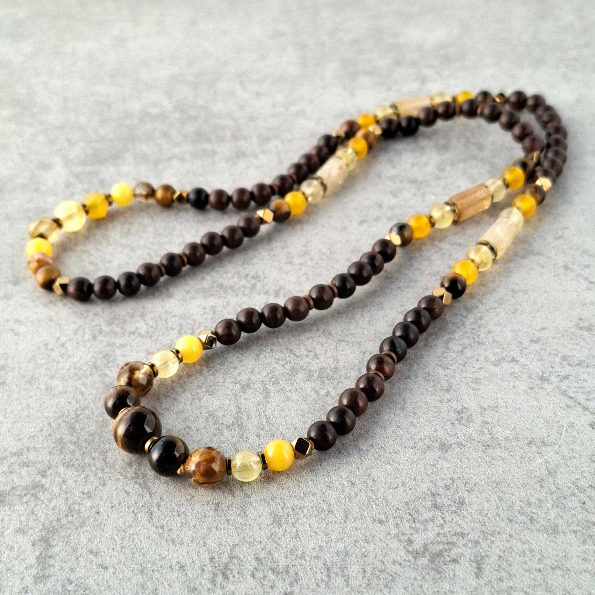 שרשרת אנרגטית עין הנמר סיטרין כלציית צהובה למוטיבציה יצירתיות ושמחת חיים בעבודת יד