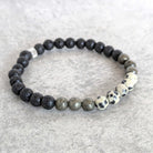 צמיד בעבודת יד עם אבן לבה וג'ספר דלמטיאן לחוסן נפשי ושמחה