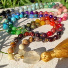 שרשרת מאלה בעבודת יד 108 חרוזים עם פונפון משי לתפילה ומדיטציה