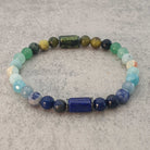 צמיד אבני חן טבעיות לאפיס לזולי ג'ייד קנדי ואקוומרין לביטחון עצמי, אבן להגשמה עצמית