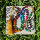 שרשרת מאלה ארוכה עם אבני חן צבעוניות וסיטרין למדיטציה ויוגה