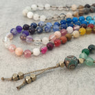 שרשרת להרמוניה, שרשרת מאלה אבני חן טבעיות עם חרוז דזי אגת 3 עיניים להרמוניה ואהבה