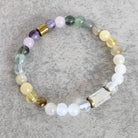 אבן טובה ללמידה, צמיד אבני חן טבעיות קוורץ ופלואורייט ללמידה וריכוז
