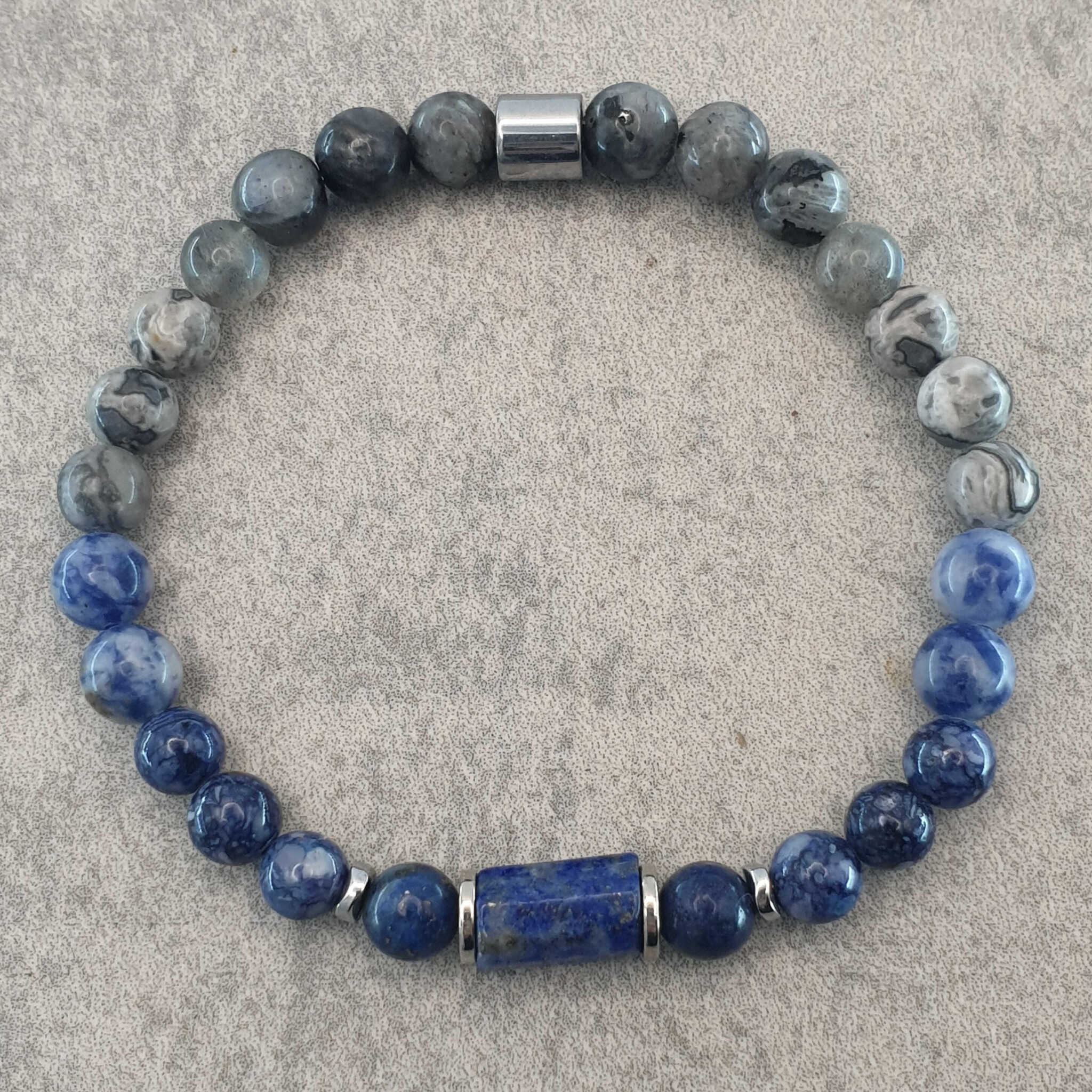 צמיד לאפיס לזולי גולמי לחדוד מחשבה ומודעות עצמית, צמיד לפיס לזולי לחדוד מחשבה