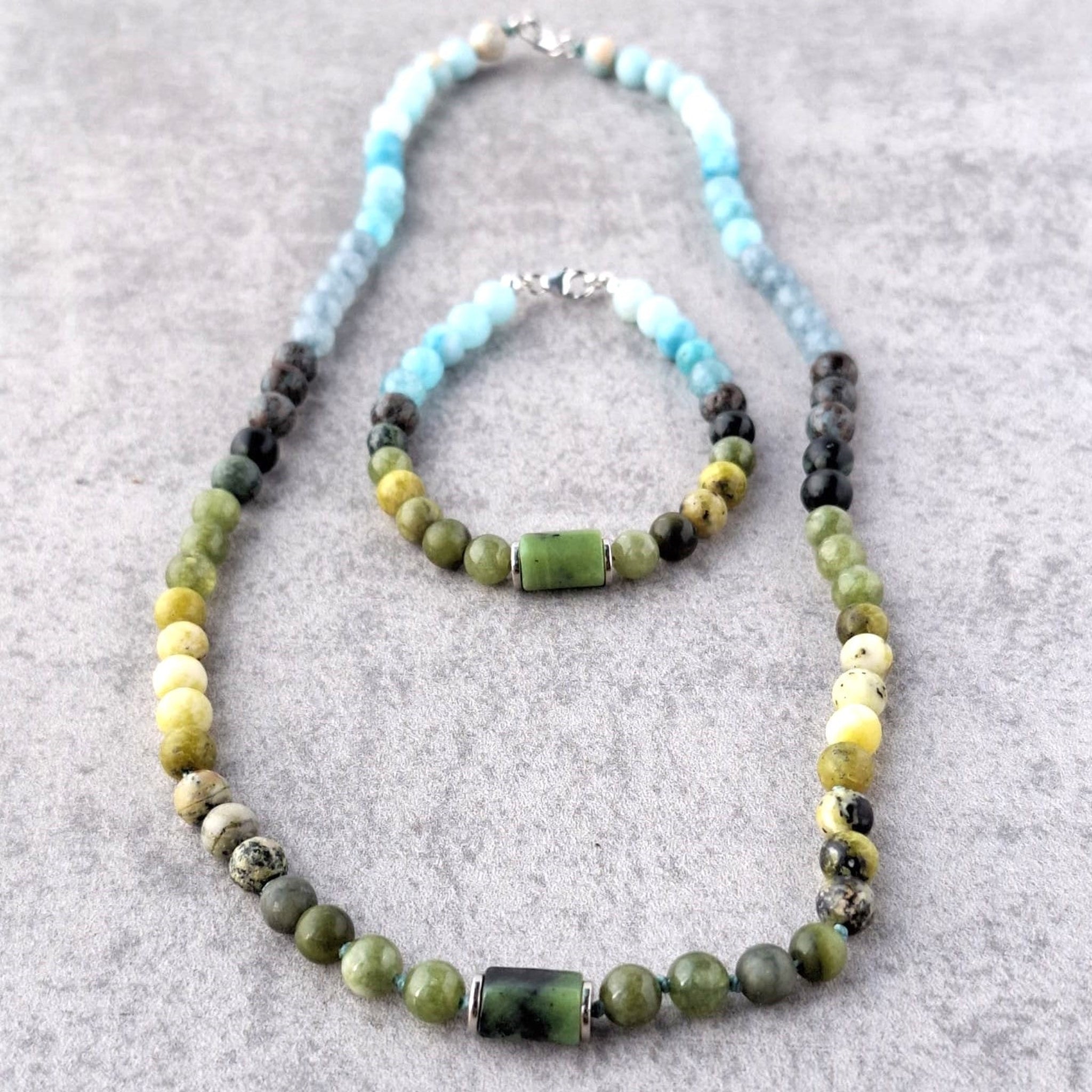 צמידים לאיזון נפשי, צמיד אנרגטי להתחדשות, טורקיז אפריקאי ואקוומרין